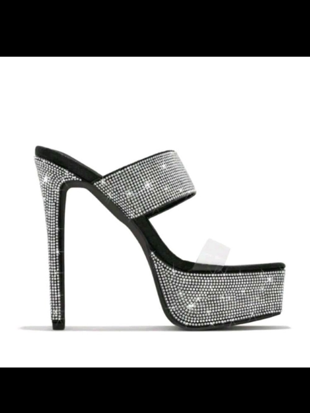 Silver Crystal Embellished Platform Heels for Women - Picture 3 of 6